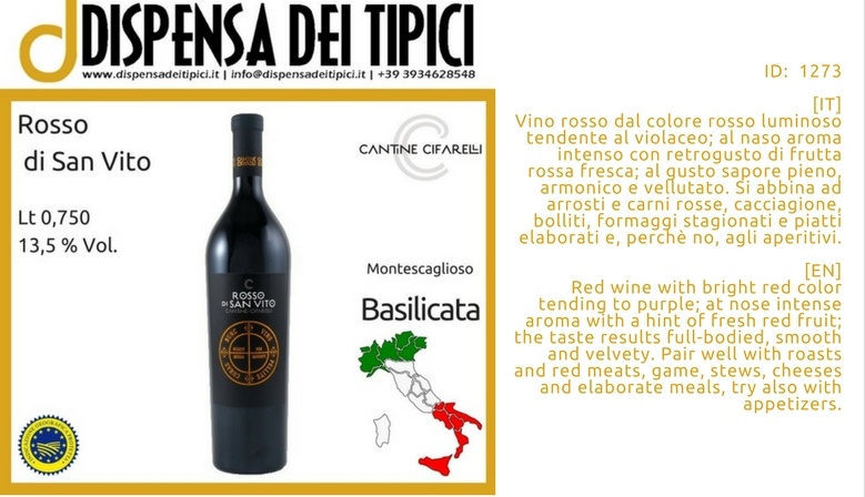 Rosso di San Vito – Cantine Cifarelli – IGP Basilicata Rosso